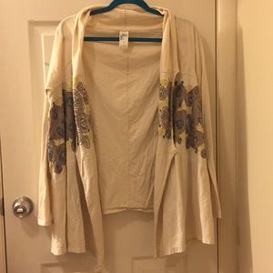 Anthropologie asymmetrical floral cardigan